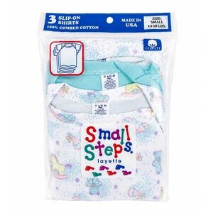 Vintage Small Steps Layette Baby Slip On Shirt Small 13-18 lbs Pack Of 3 NEW
